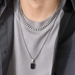 collier argent homme